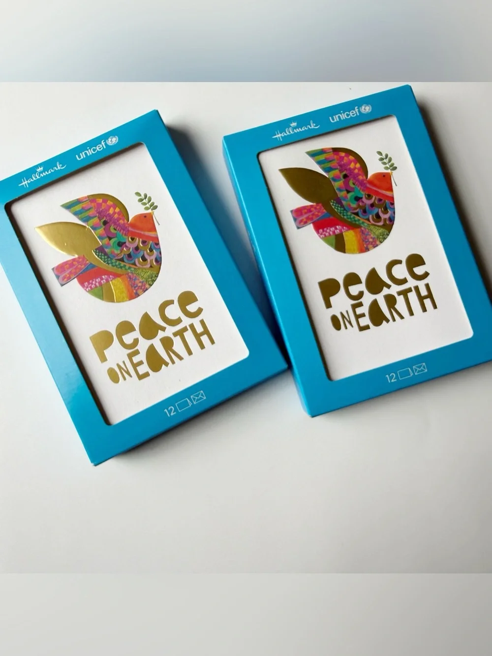 Hallmark UNICEF Peace On Earth Colorful Dove Christmas Cards 2 Boxes - 24 Cards
